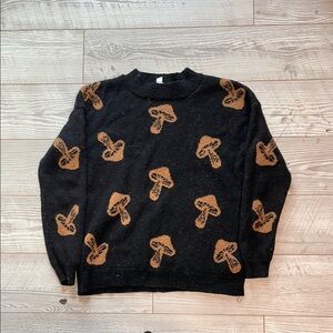 No Boundaries Black and Brown Crew Neck Sweater with Playful Bear Pattern